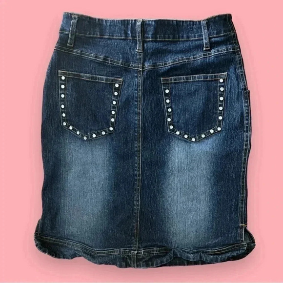 Zoey Beth Mini Skirt Size Large Denim with Rhinestones - 2000’s / Y2K - Picture 2 of 5